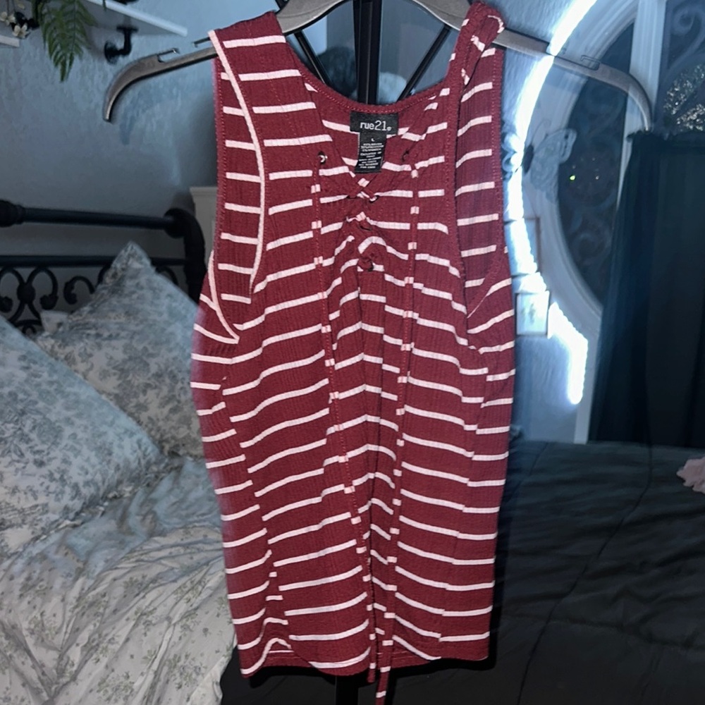 Rue21 Red Ruched Tie Front Tank Top